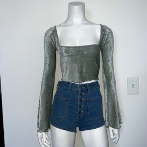 OUT FROM UNDER X URBAN OUTFITTERS RIBBED VELVET CROP TOP